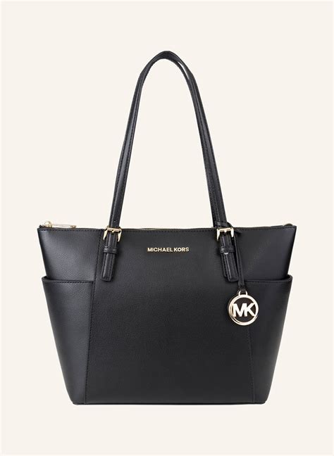 michael kors handtasche lack schwarz seiten weis|michael kors tragetasche.